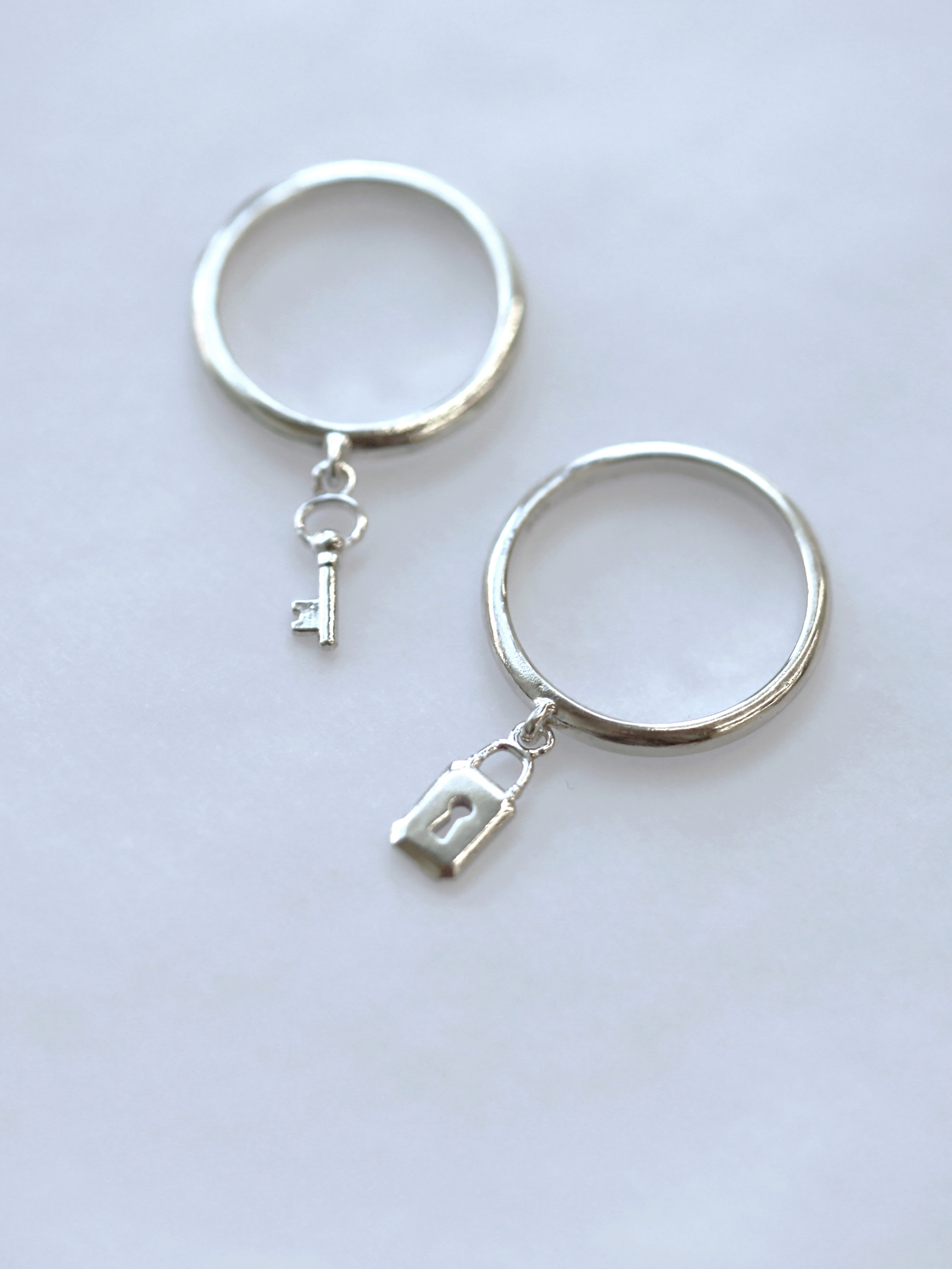 [Message jewelry] 미니 열쇠&amp;자물쇠 싱글 참 반지